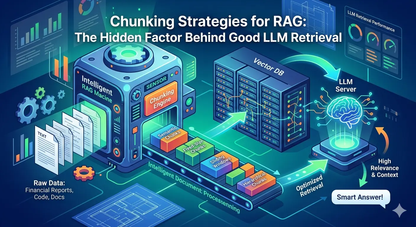RAG chunking strategy and vector retrieval illustration